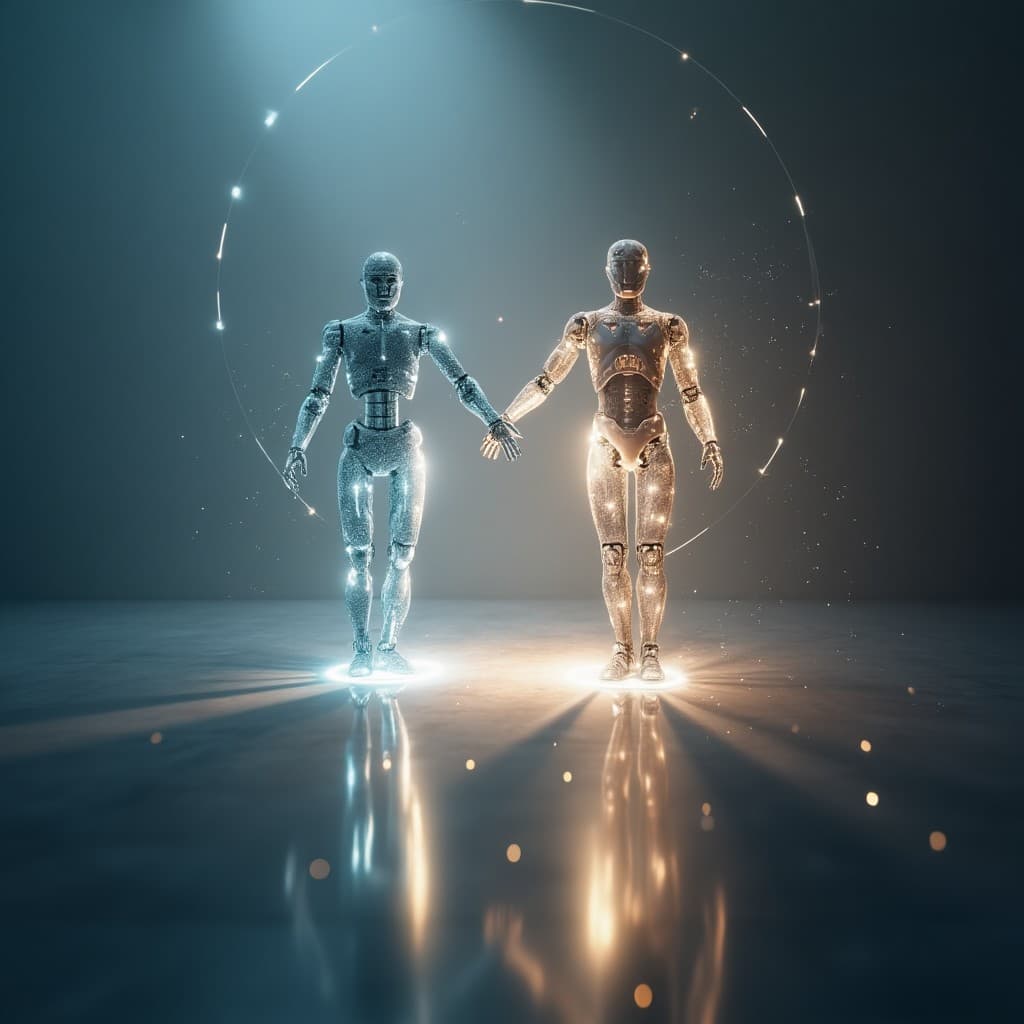 Professionele setting die strategische AI-besluitvorming voor leidinggevenden symboliseert